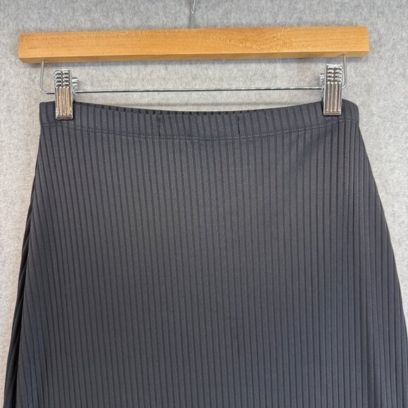 VanTisse Womens Black Ribbed Midi Skirt Pencil Office Stretch Vintage Size Small - Picture 5 of 12